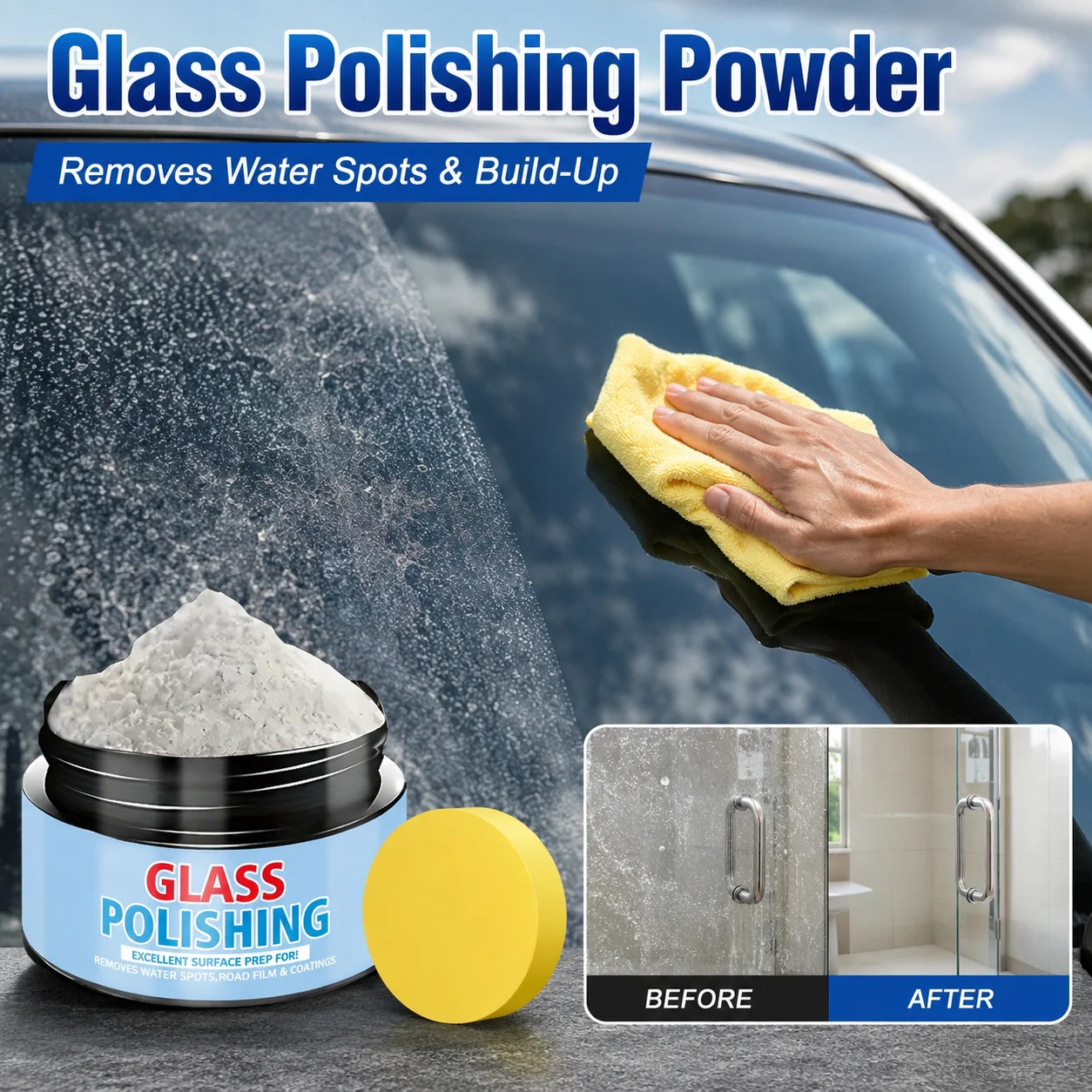 Nano Glass Scratch Repair Powder for Windshield Mirror and Glass Surface Restoration