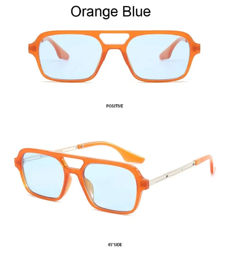 Lunettes de soleil rétro à double pont pour hommes et femmes, lunettes dégradées roses, tendance, creux, léopard, bleu, carré, nuances