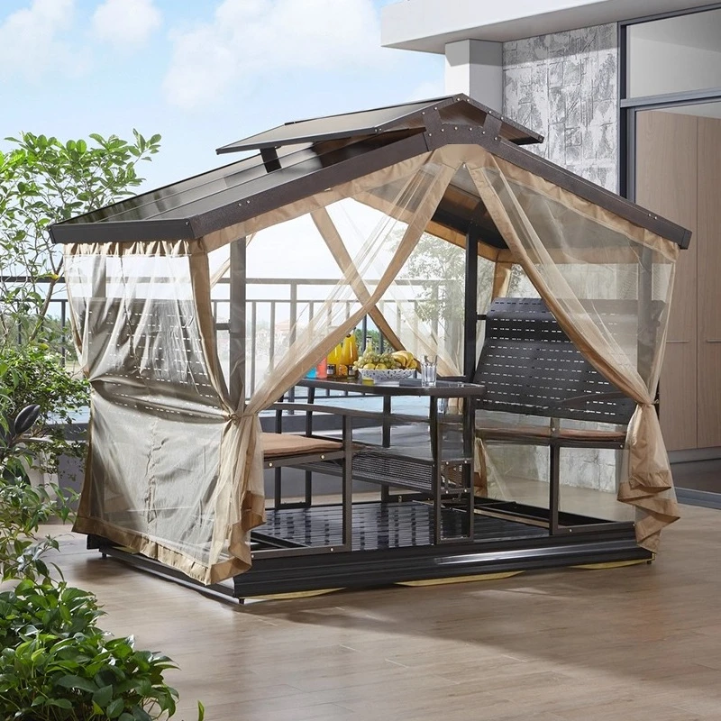 

Outdoor swing power rocking chair household garden courtyard four-person villa preferred outdoor aluminum alloy leisure pavilion