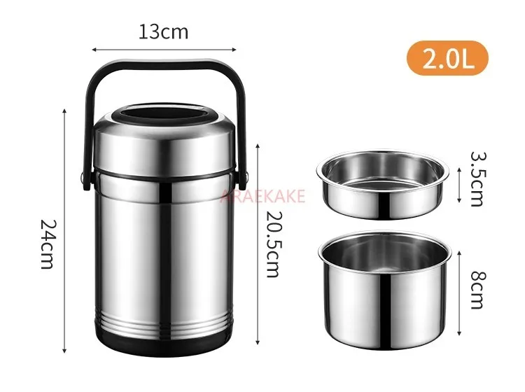 304 stainless steel insulated lifting pot vacuum lunch box anti overflow portable lunch box