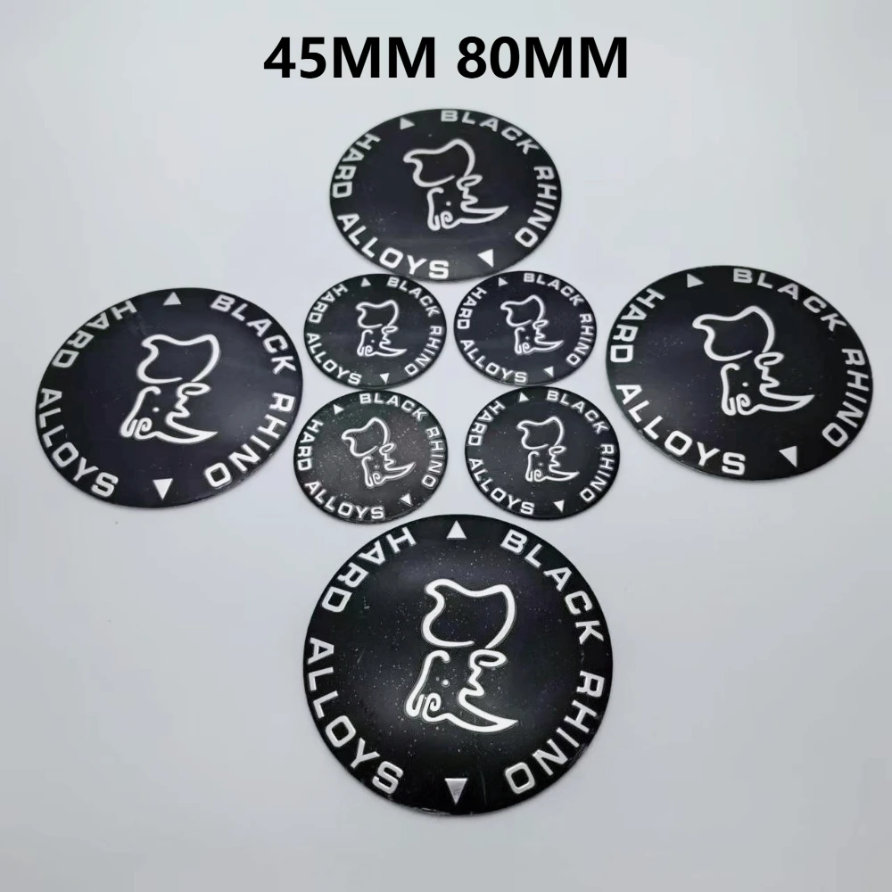 4 Uds. De pegatinas de coche con emblema de logotipo de rinoceronte negro, accesorios de estilo para tapas centrales de ruedas, tapas de llanta, insignia de cubierta de repuesto