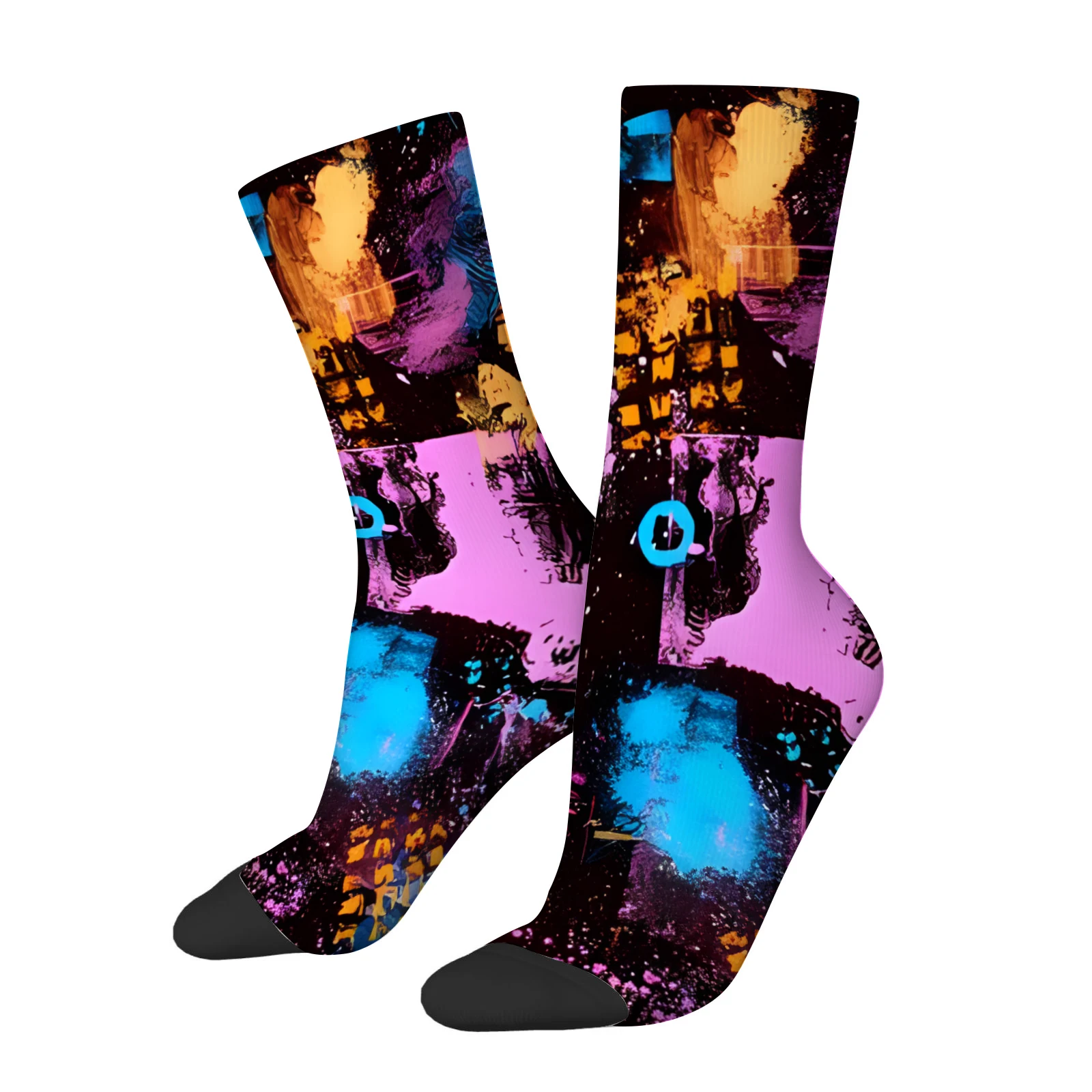 

Unisex Retro Tone Tropical Plant Printed Crew Socks Vintage Casual Style Cotton Long Socks Daily Fashion Socks