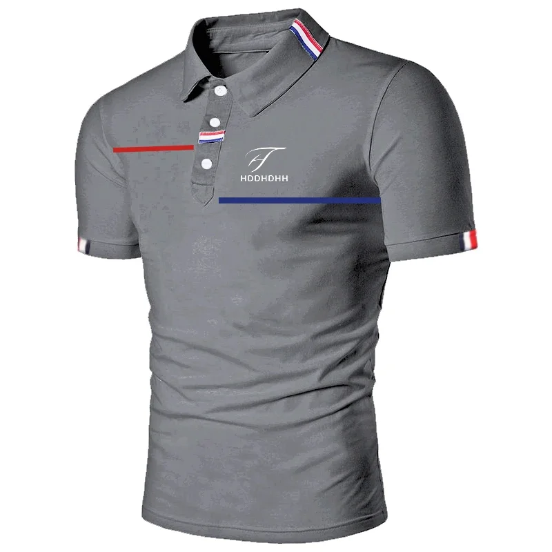Men's new short sleeved polo shirt with a collar, fashionable and casual image 3