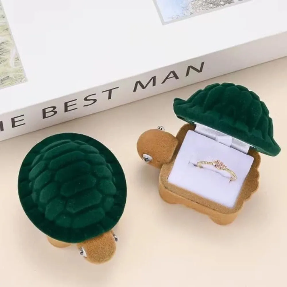 Little Turtle Shape Turtle Jewelry Box Soft Material Velvet Material Flocked Jewelry Box Storage Case Jewelry Organizer