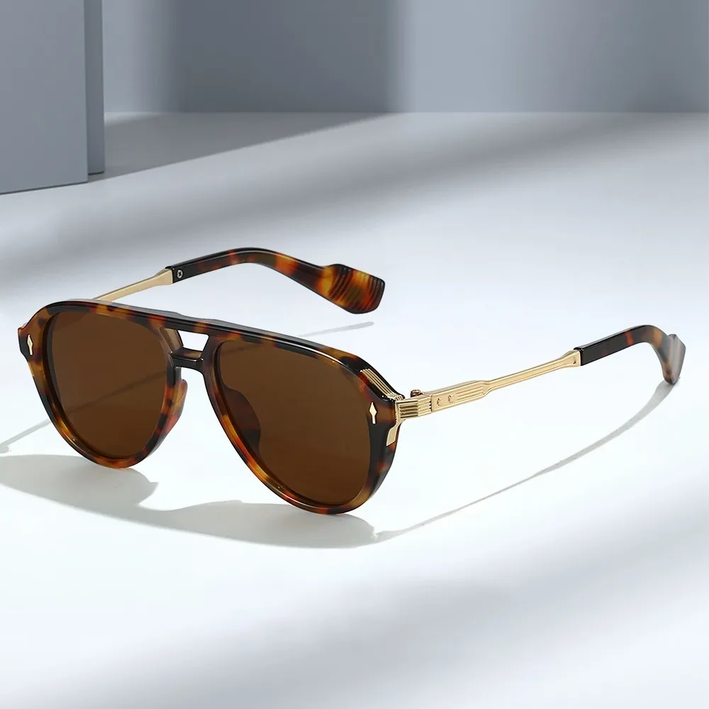 

Модные квадратные солнцезащитные очки в большой оправе UV400, двойные лучи, солнцезащитные очки-пилоты, очки в стиле панк, ретро, очки для селфи