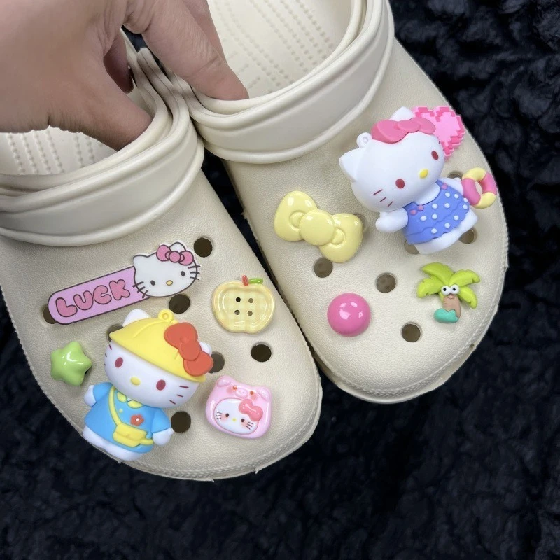 

MINISO Hello Kitty подвески для обуви Sanrio сабо сандалии аксессуары пляжные KT Cat милые декоративные тапочки DIY съемные пряжки