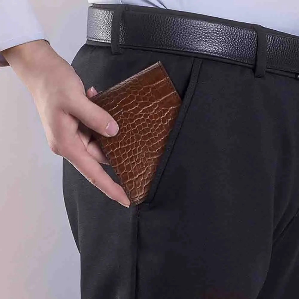 Men Wallet Crocodile Pattern Bifold Design Business Vintage Texture Card Case Luxury Gift Slim Wallet Leather Classic Purse