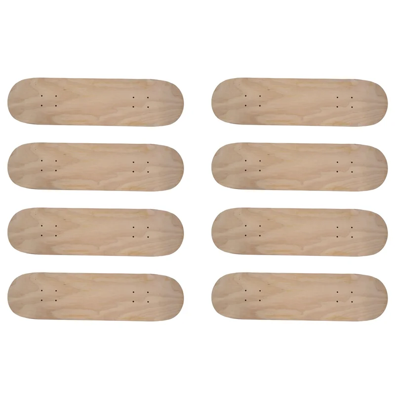 B72A 8Pcs 8Inch 8-Layer Maple Blank Double Concave Skateboards Natural Skate Deck Board Skateboards Deck Wood Maple