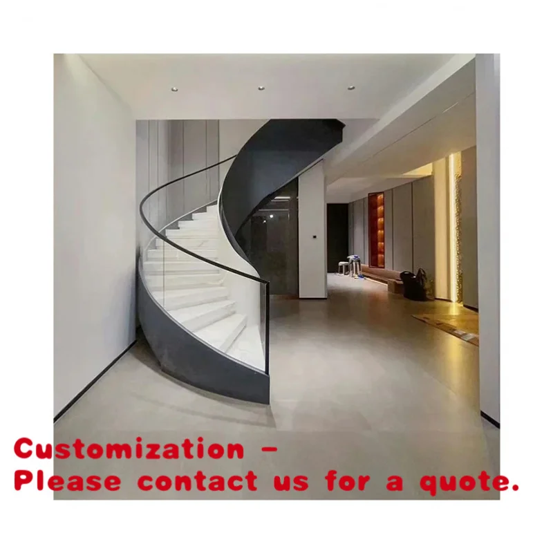 

custom.Elegant Modern Style Stairs Best Factory Price Prefabricated Indoor Glass Stair Railing Villas Made Steel
