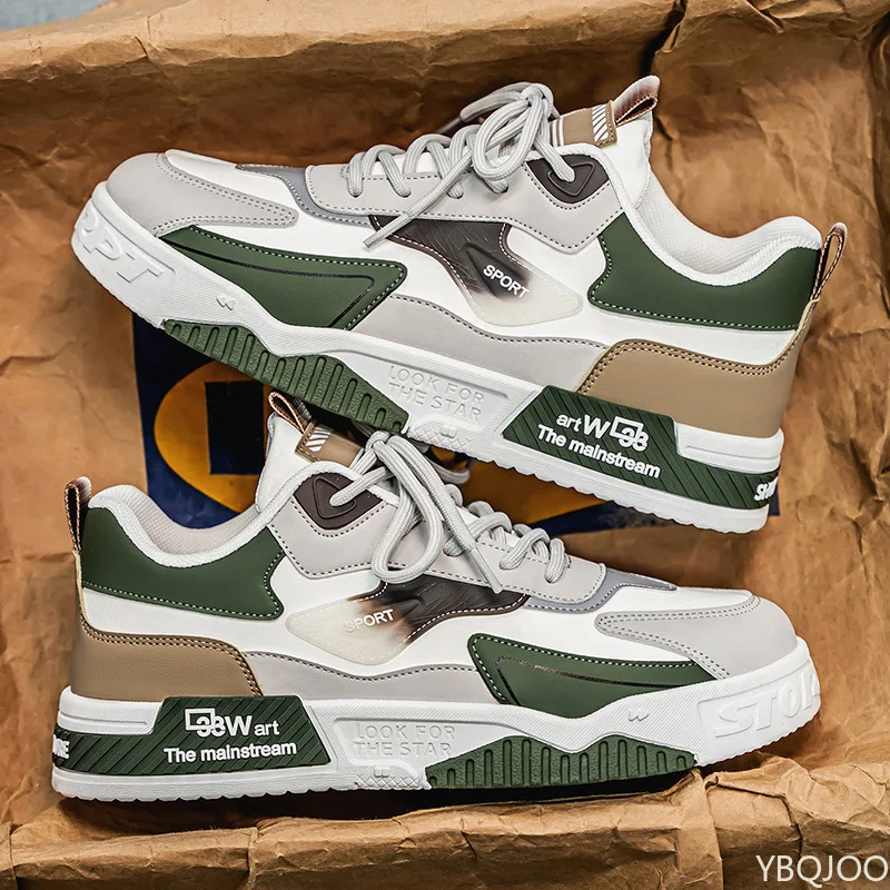 大きいサイズのカジュアルで快適なボードシューズ、ファッショナブルで多用途なスポーツシューズ、春夏新作、レースアップ、厚底、シンプルなメンズシューズ