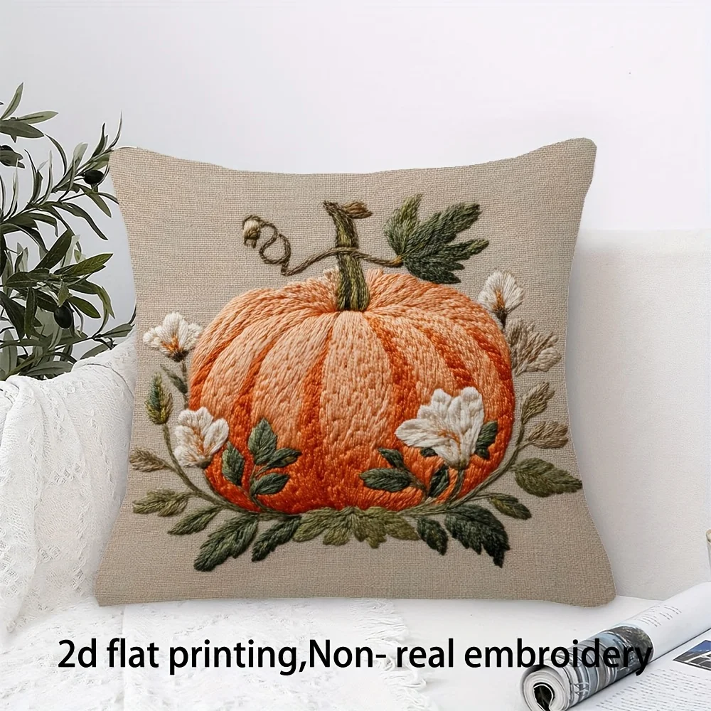 1pc harvest pumpkin decorative pillowcase 2D printing non-embroidered autumn harvest farmhouse sofa living room cushion cover