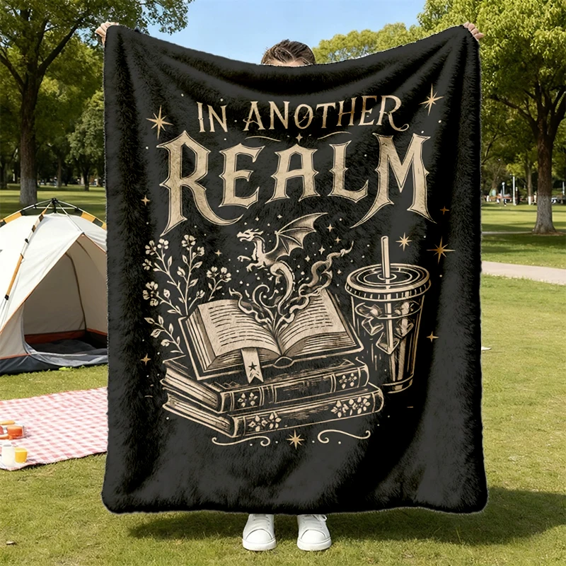 Fantasy Reader Flannel Blanket, Romantasy Dragon Book Lover Gift, Fantasy Bookworm Flannel Throw
