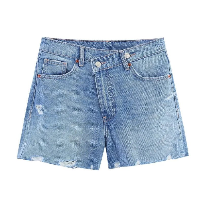 

TRAFZR Wide Shorts Washed Distressed Streetwear Women's High Waist Jeans Short Woman Harajuku Jean Femme Sexy Y2k Denim Summer