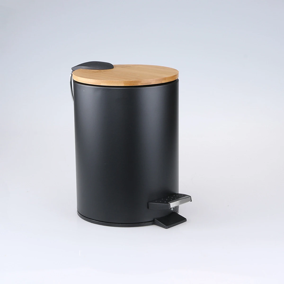 Bathroom Trash Can Pedal Bin With Soft Close Elegant Design Cosmetic Bin With Bamboo Wood Lid