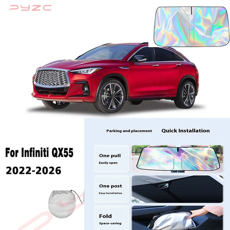 Pare-soleil pour pare-brise de voiture Infiniti QX55 2022-2026, protection UV pour l'intérieur de la voiture
