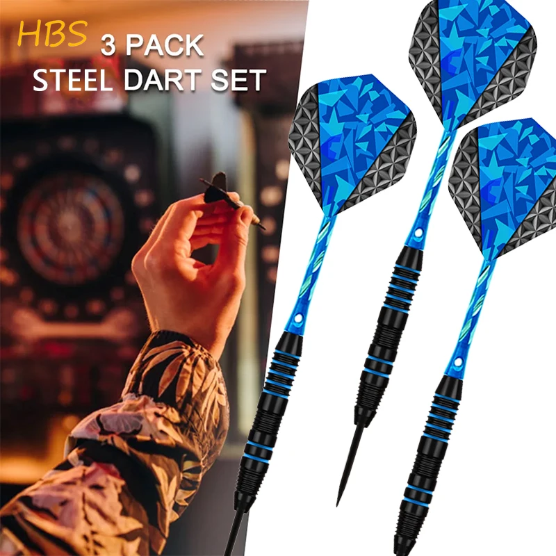 22g Professional Darts Steel Tip Darts Sports Outdoor Indoor Entertainment Games Classic Blue Series 3pcs Set