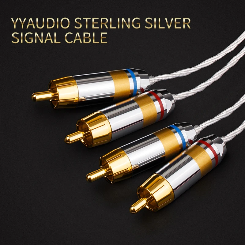 

YYAUDIO One Pair HIFI Silver Plated Speaker Cable High-end Speaker Wire For Hi-fi Systems RCA To RCA Speaker Cable