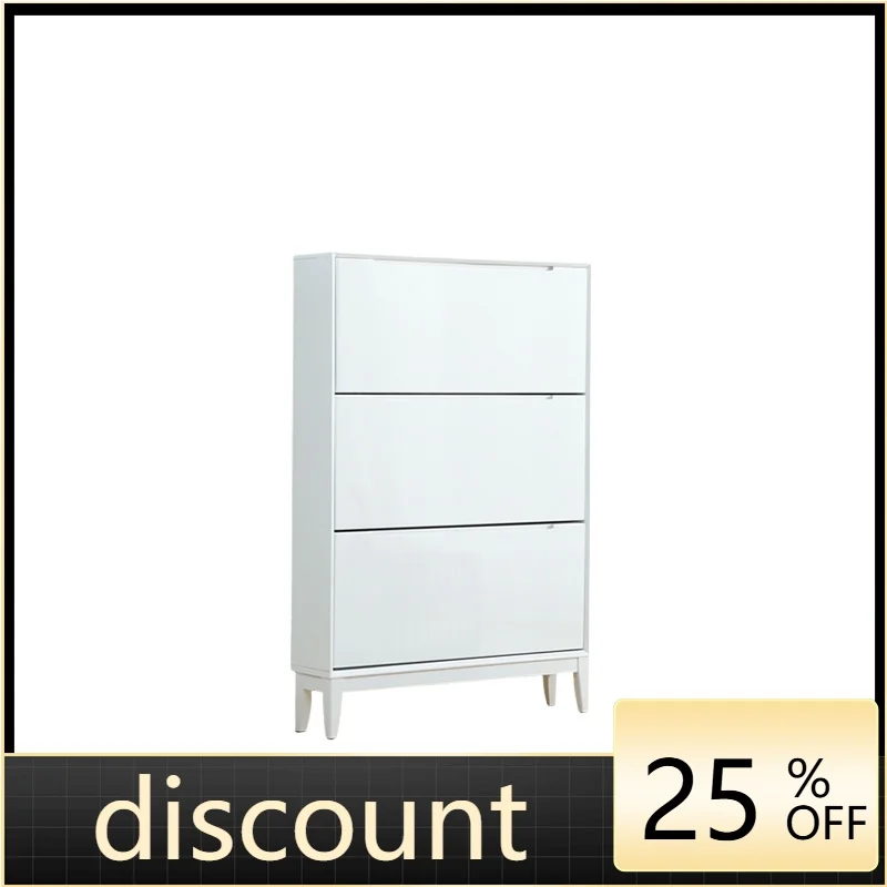 LMM solid wood ultra-thin tipping bucket shoe cabinet household door entrance porch cabinet living room balcony storage