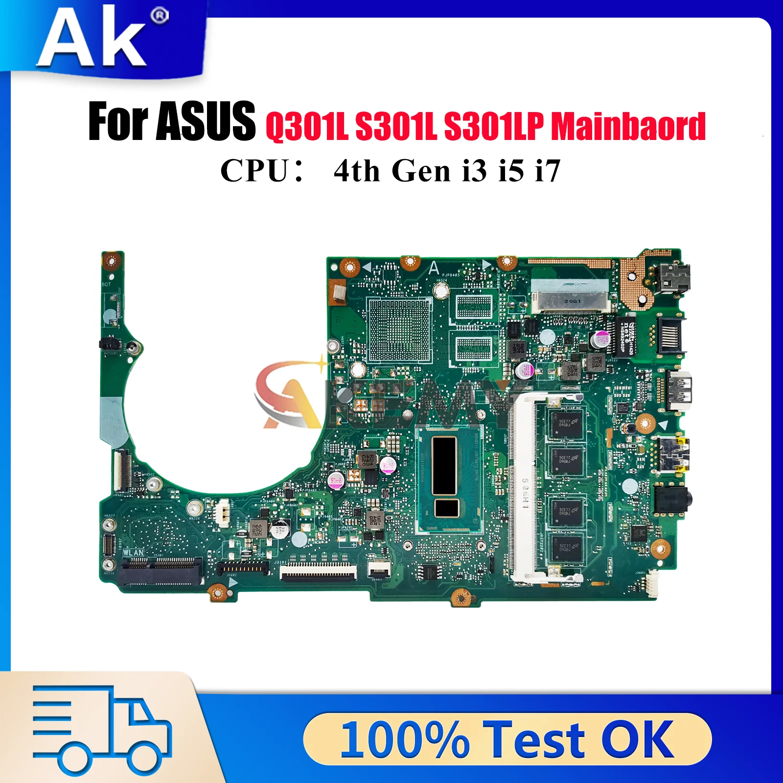 

S301LA Laptop Motherboard For ASUS VivoBook S301L S301LA Q301L S301LP Notebook Mainboard W/ i3 i5 i7 CPU 100% tests OK fast ship
