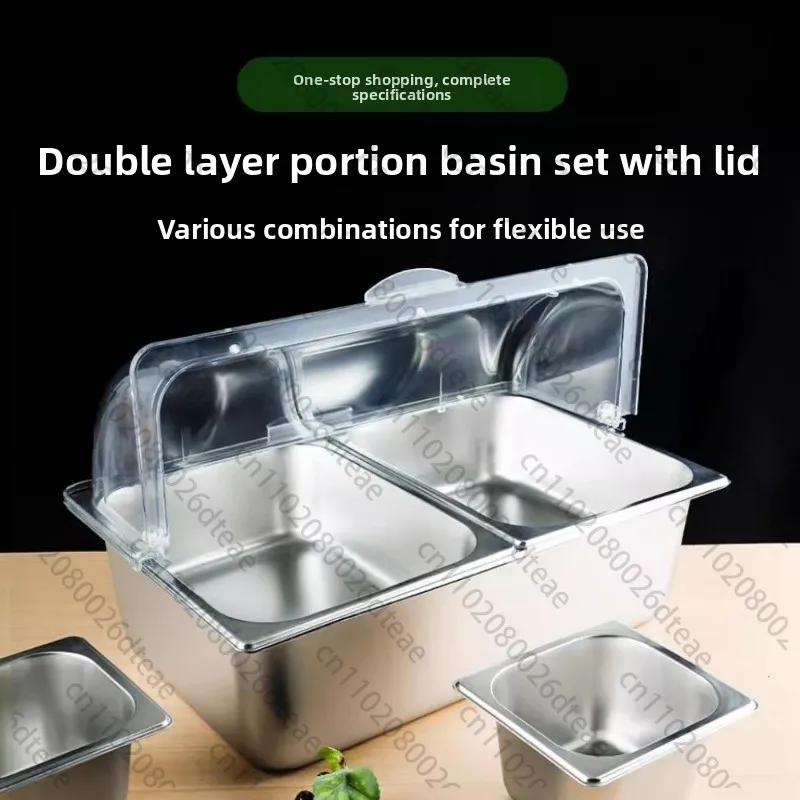 

Stall transparent display box, double-layer ice with flap, multi-grid fruit scoop ice powder small material box