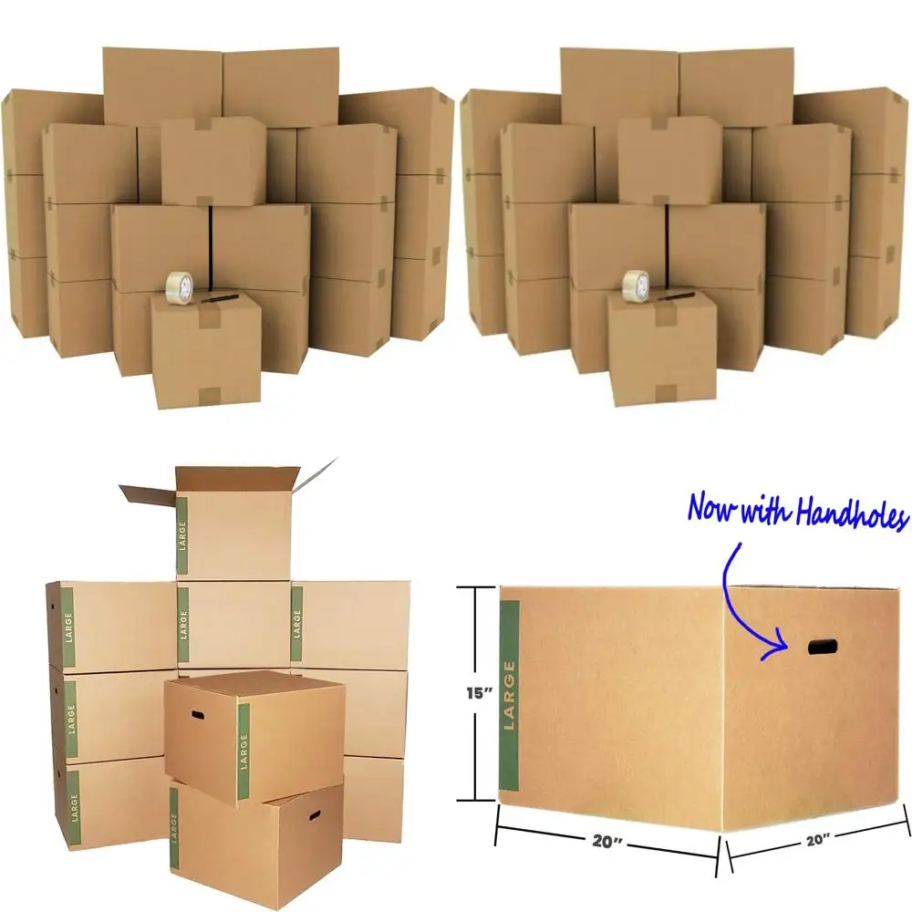 Доступный комплект движущихся коробок — 25 больших, средних и маленьких коробок с необходимыми принадлежностями для эффективного перемещения.