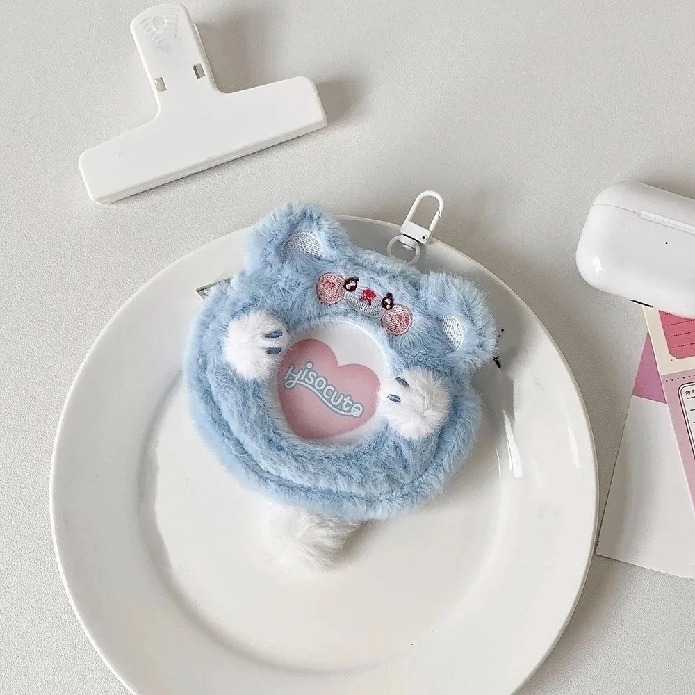 

Pendant Cute Animal Mini Badge Holder Bag Cartoon Clear Window Badge Display Purse Plush Sweet Photo Storage Bag Lipstick