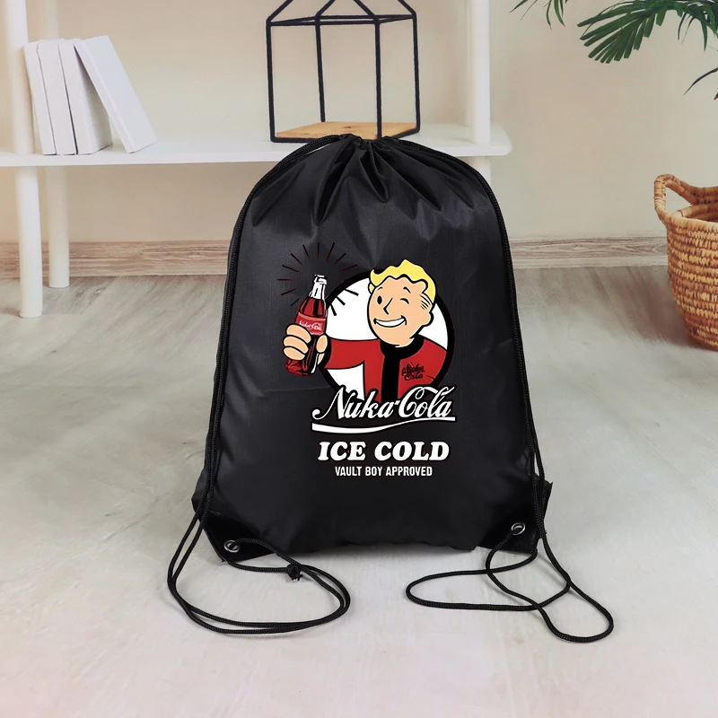 Kids Creative Drawstring Backpack Anime Fallouts Cartoon Cute Draw String Bag Children Fashion Casual Accessories Storage Pouch