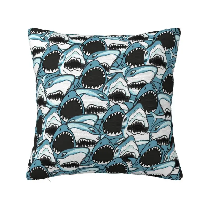 Ocean Animal Shark Throw Pillow Case 55*55cm Sofa Cushion Cover Velvet Polyester Pillowcase Double-sided Printing
