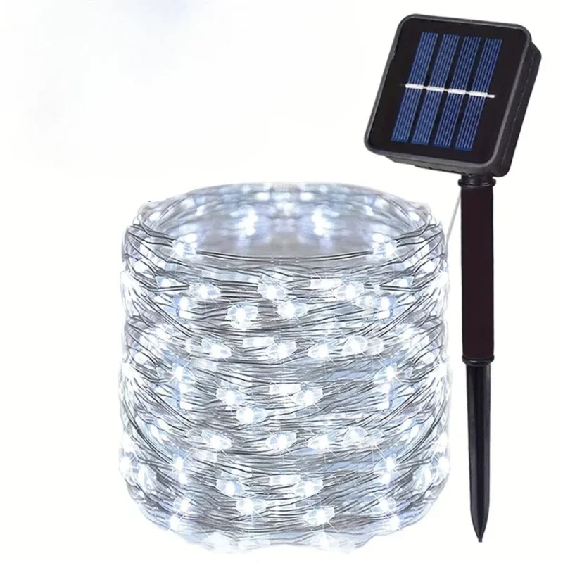 Solarne Lampki Zewnętrzne Girlanda Świetlna Drucik Miedziany Korki Świąteczne Lampki Dekoracja Ogrodowa na Wesele i Imprezy