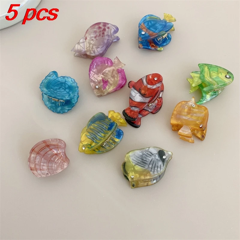 

5 Pcs Ladies' Hair Grabs Set Conch Shell Vacation Kawaii Cute Mini Hair Claw Exquisite Acetic Acid High Quality Hair Accessories