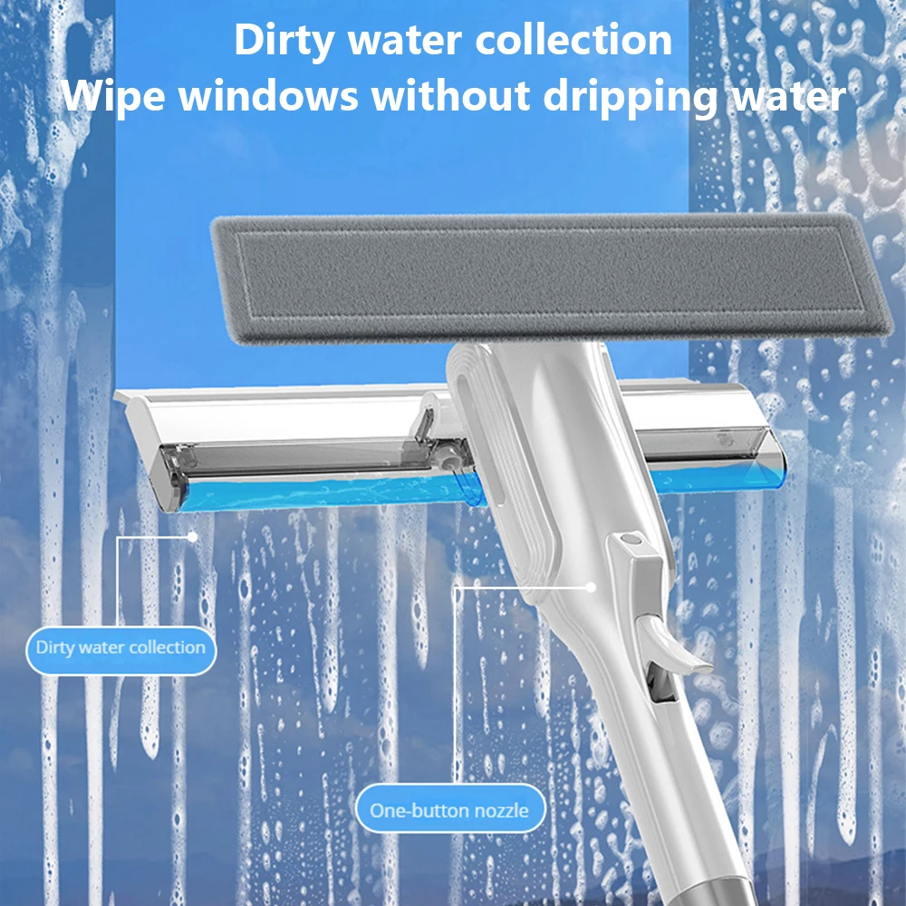 Window Shower Glass Wash Tool For Window Squeegee Window Cleaner Water Collection Function Sray Bottle Scraper Sponge Clean Head