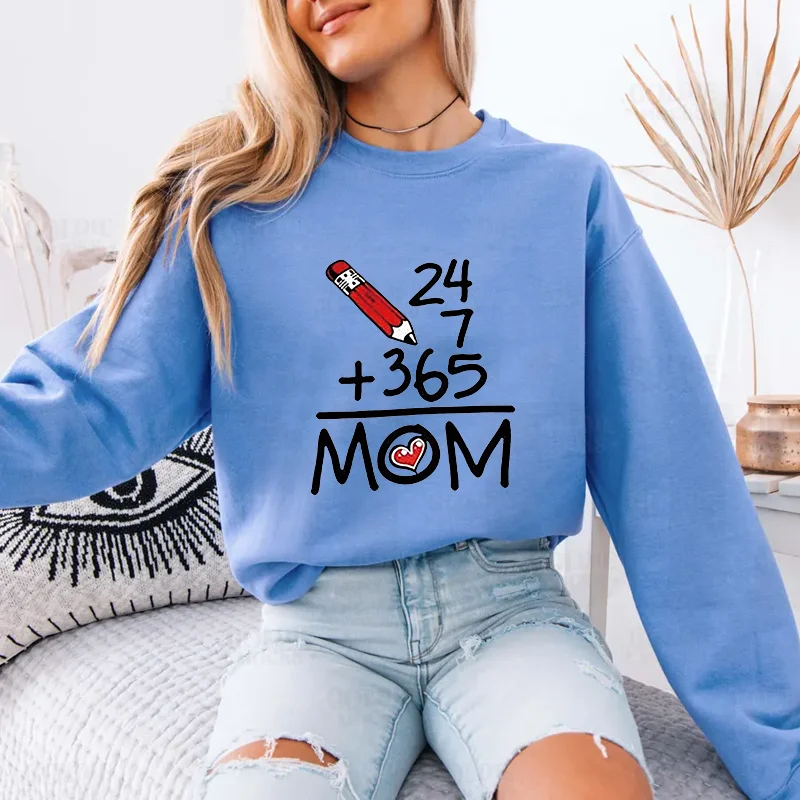

New Women's Fashion MOM Sweatshirt Casual Outdoor Long Sleeve MOM Harajuku Pullover Top