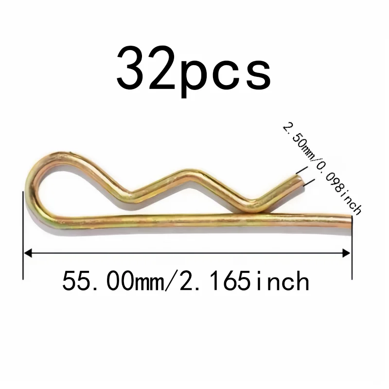 32 pcs 5.5 M2.5*55mm R-Clip Cotter Pins, Rust Resistant Steel, All Purpose, Multipurpose Versatile Durable