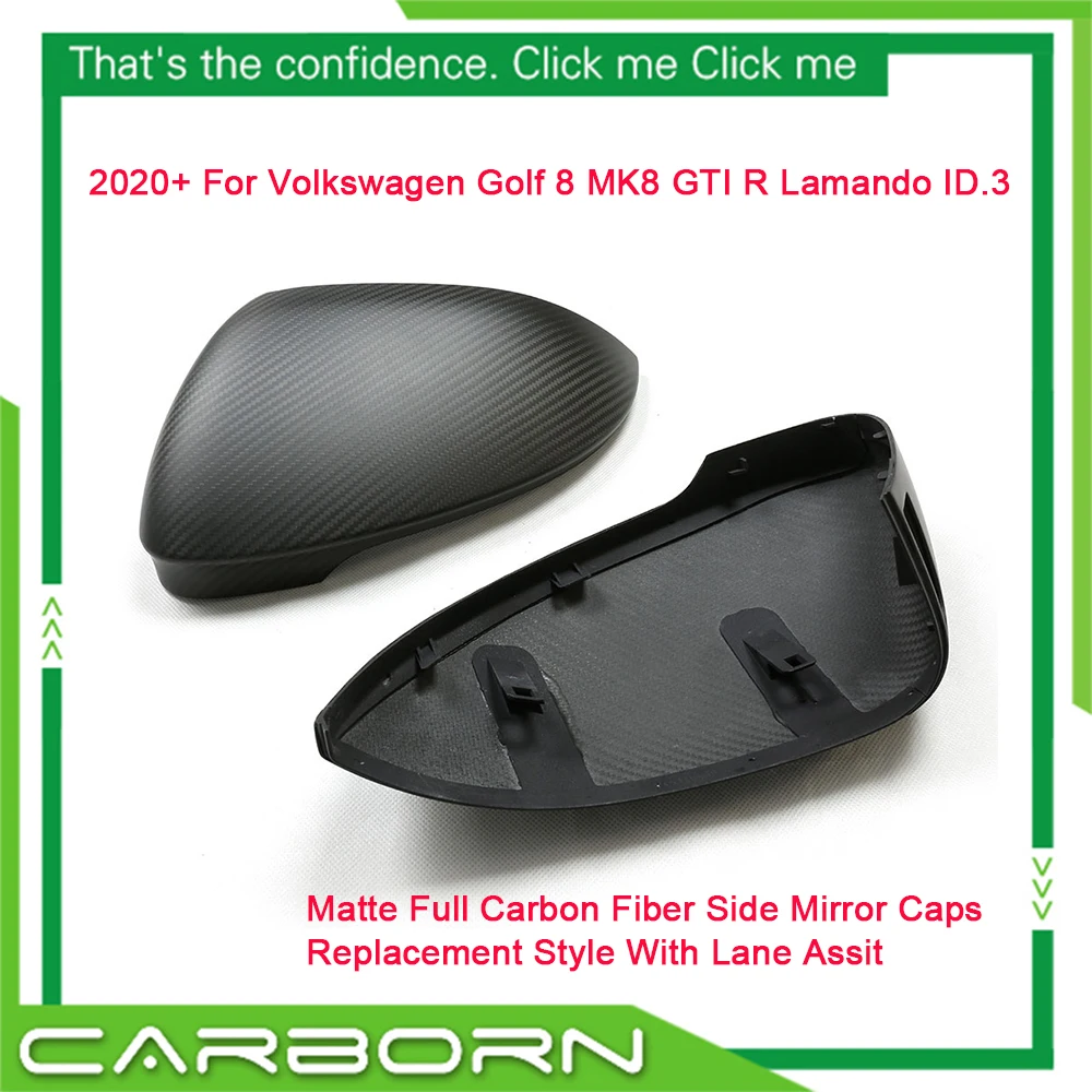 

For VW MK8 Lamando ID.3 For Volkswagen Golf 8 R GTI Carbon Fiber Rearview Mirror Cover Replacement 2020+ With/Without Lane Assit