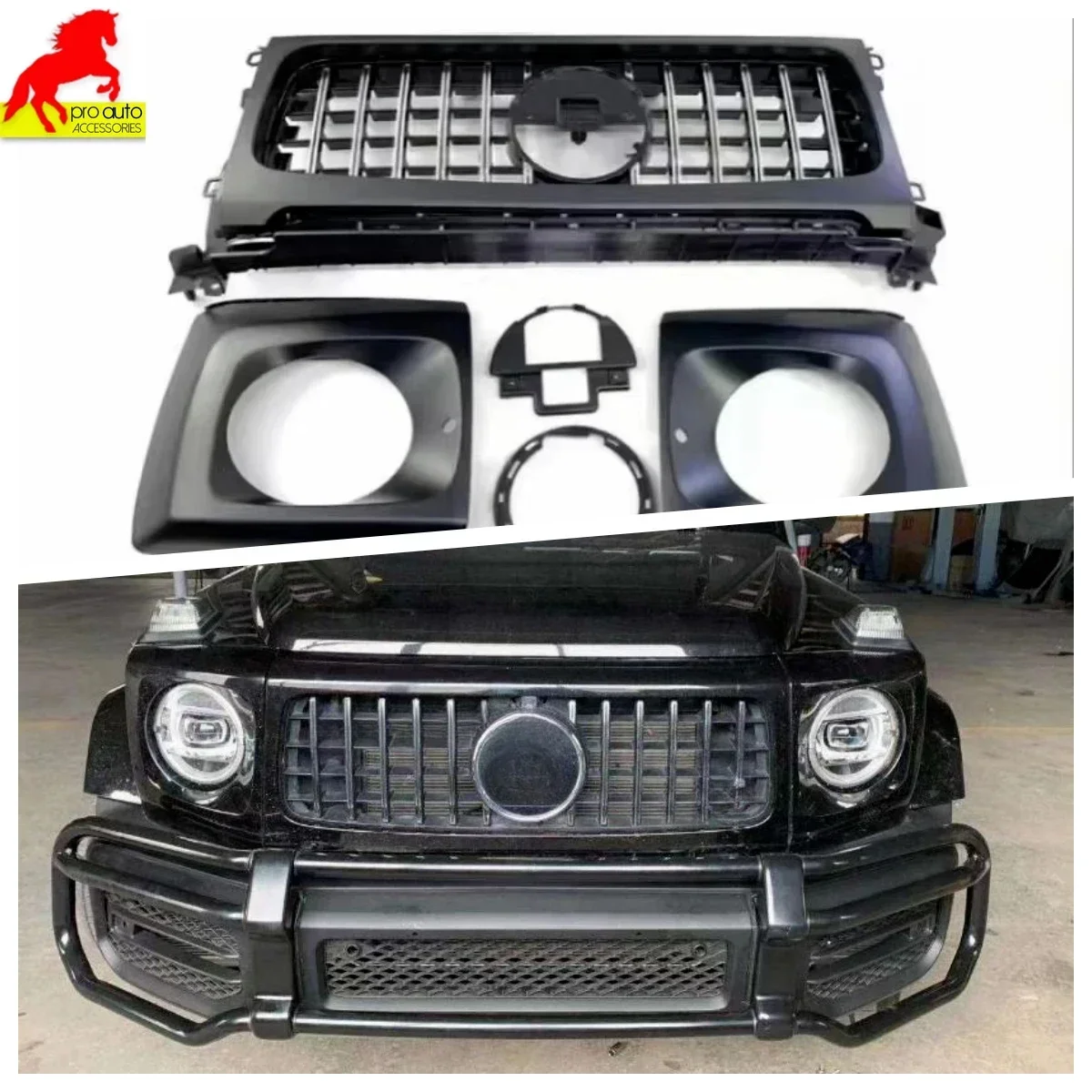 Front Bumper Grille Centre Hood Grill Body Kit for Mercedes G Class G Wagon W464 2019-2025 G63 G65 AMG Black Silver Car Styling