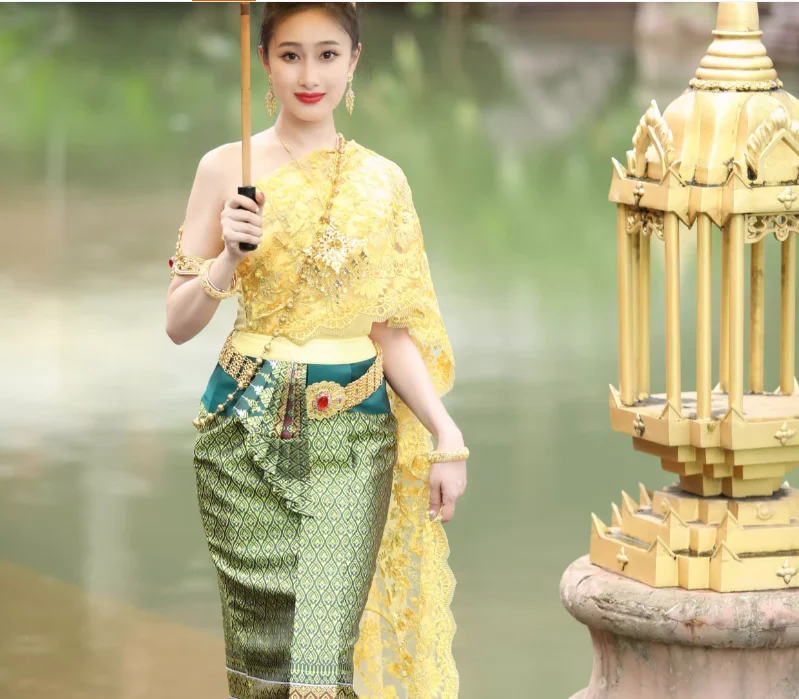 

Summer Hotel Restaurant Welcome Work Clothes Thai Traditional Clothing Women's Thai Skirt
