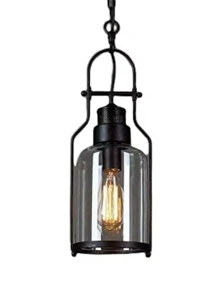 Contemporary retro industrial style lamp new glass bottle interior loft lighting chrome material project installation