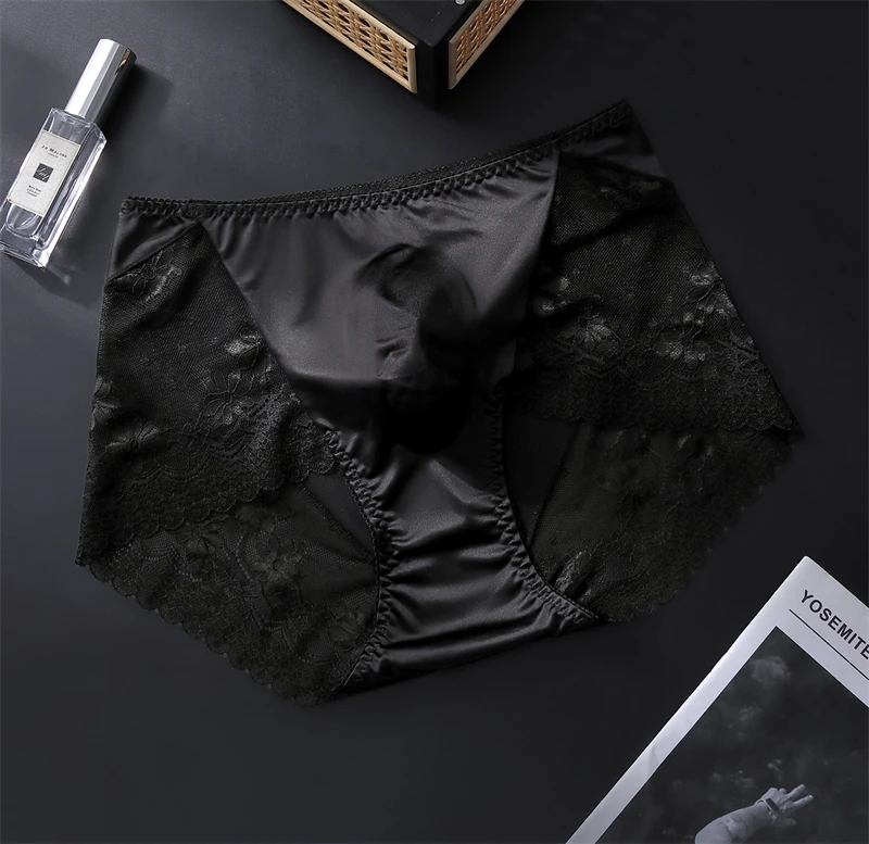 Neue Herrenunterwäsche, leichte Luxusunterwäsche für Erwachsene ab 18 Jahren, Übergröße, Satin, Spitze, 3D-Tasche, Calzoncillos Hombre Sexys Shopping Tøy – Detail 5