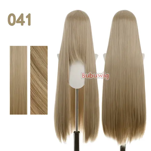 Bubuwig Synthetic Hair 100cm Long Straight Pure Color Cosplay Wigs Over 100 Colors Black White Red Blue Brown Wig Heat Resistant - Image 7