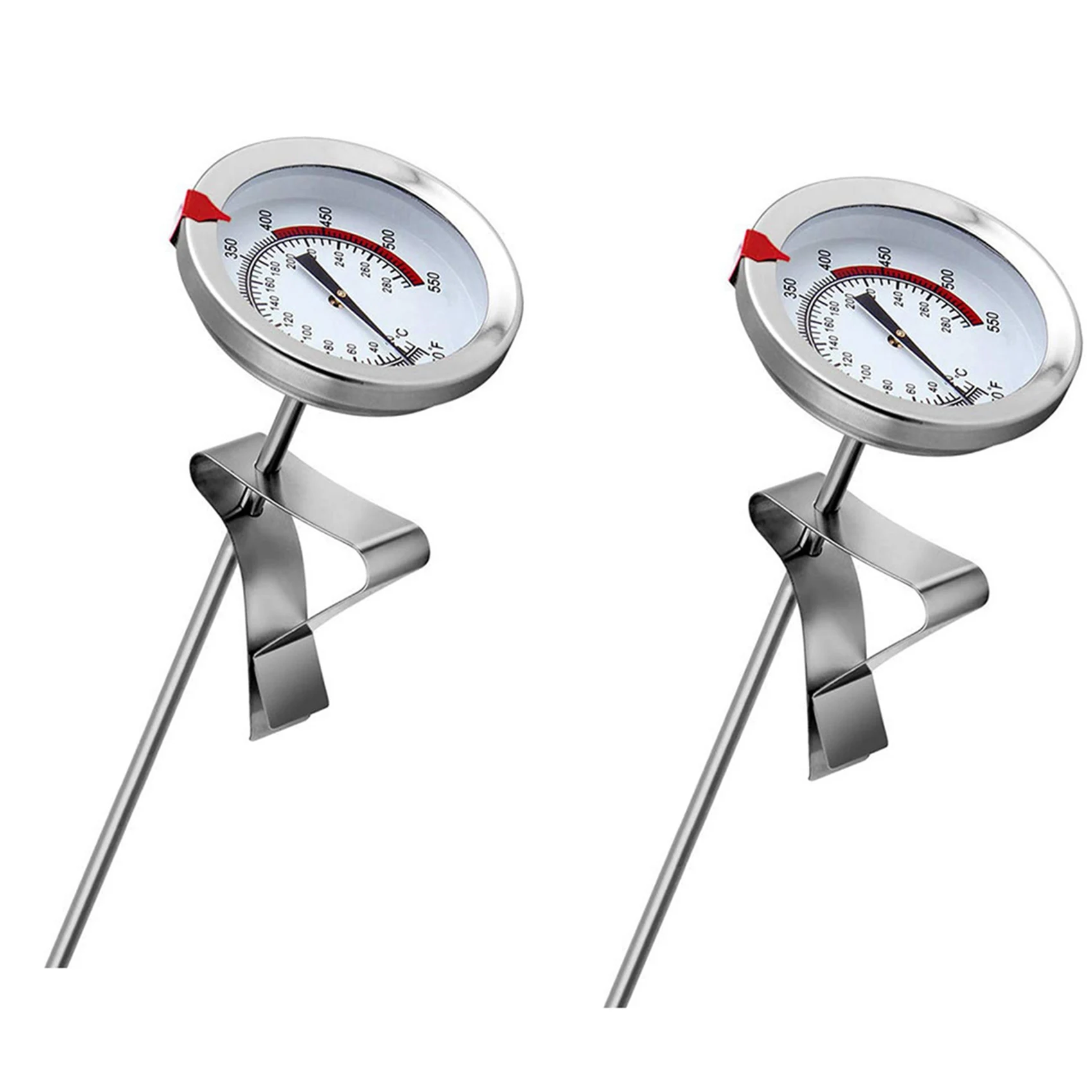 ABRE-2Pcs 12 Inch Mechanical Meat Thermometer Instant Read, Long Stem, Waterproof, No Battery Required, Stainless Steel