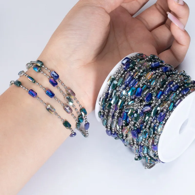 

Цепочка из титановой стали с сетчатыми элементами и стальными шариками, аксессуары для одежды, полуфабрикаты для рукоделия