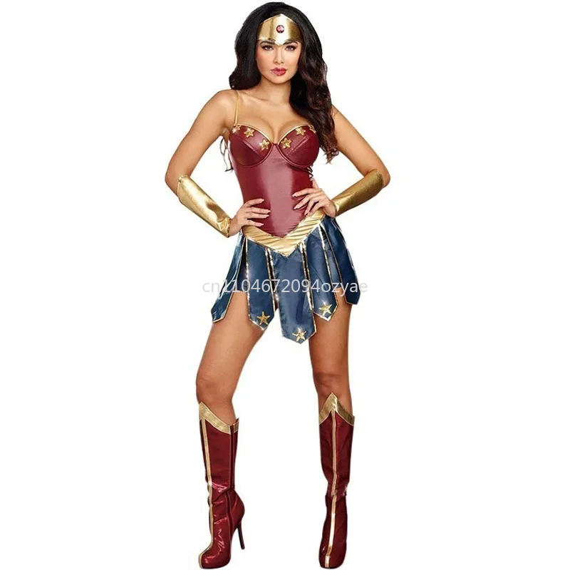 

S-3XL Wonder Woman Costume, Roleplay Cosplay, League of Legends Glorious Warrior Festival Performance Outfit