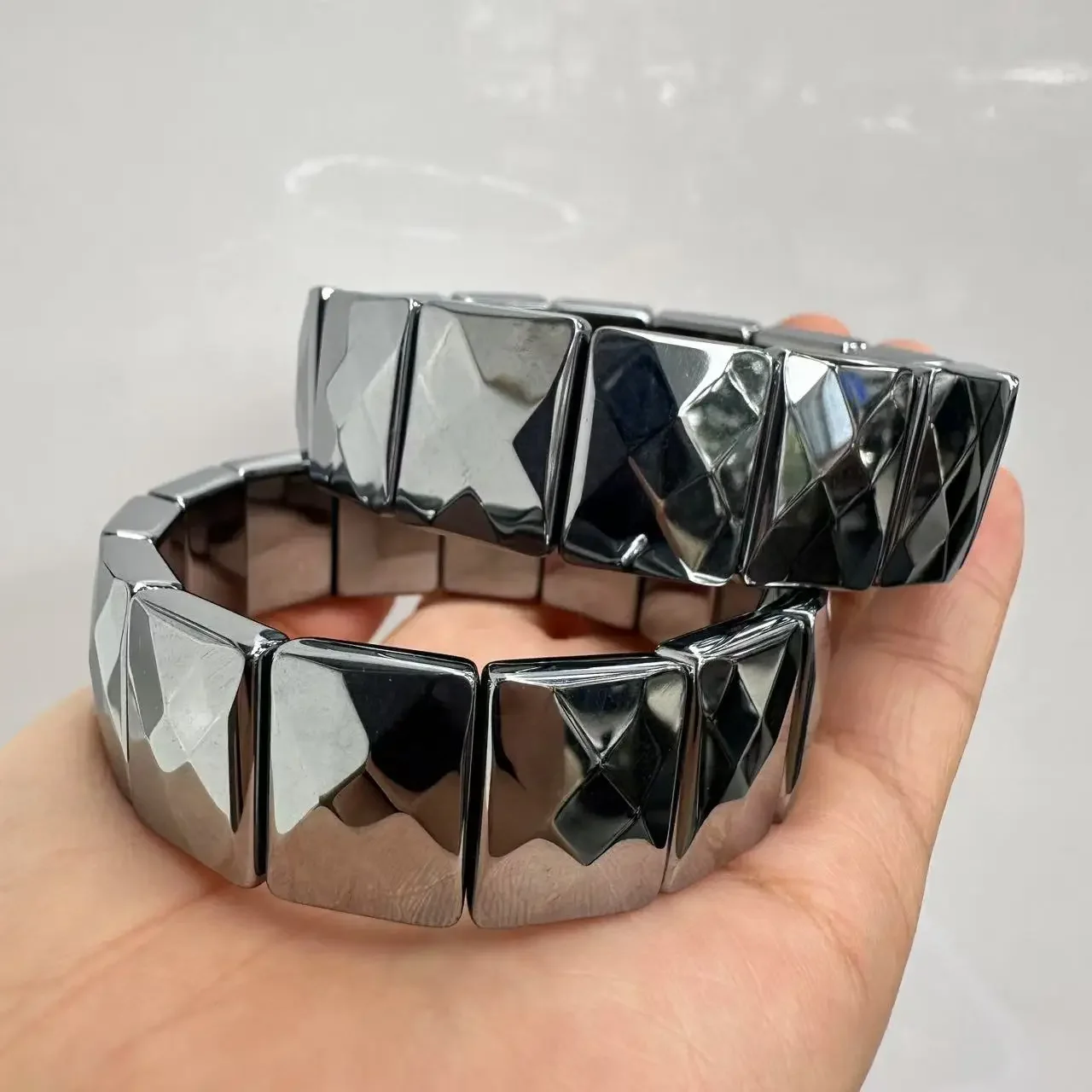 AAA Natural Silver Terahertz Stone Beads Bracelet Different Size Gemstone Jewelry Bangle Unisex For Woman For Man Gift Wholesale