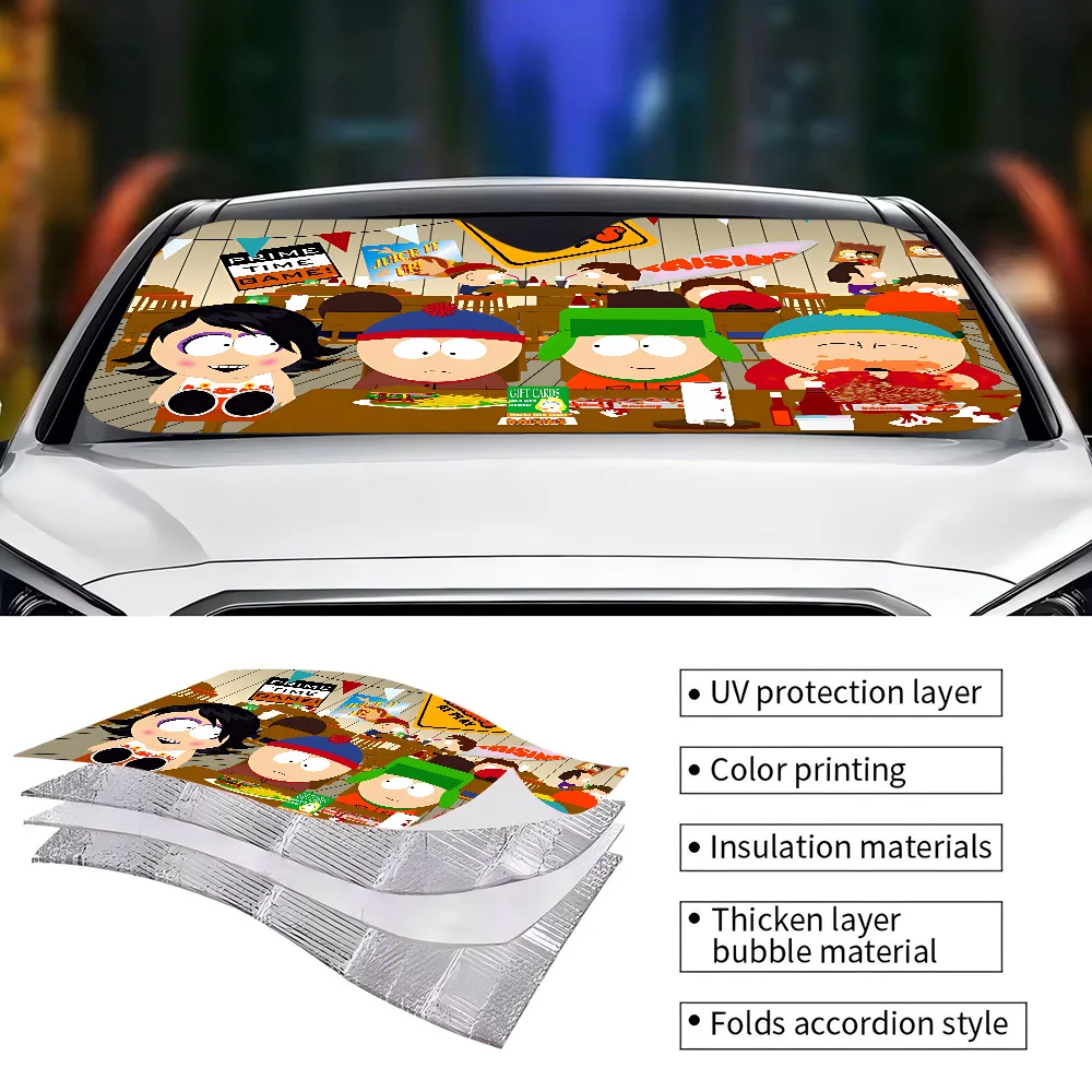 Amine S-South Cartoon P-Park Car Solar Protection Heated Windshield Sunshade Car Window Windscreen Cover Sun Shade
