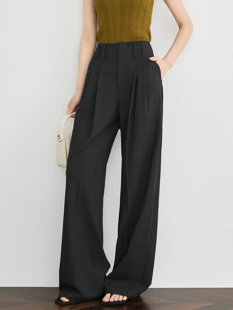 

FALIN Bla High Waist Straight Leg Thin Suit Pants Women's Casual Wide Leg Summer Trousers Commute Sle Simple Design