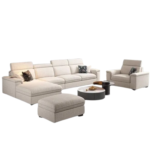 

Cotton and linen fabric sofa, simple and modern, light luxury household, straight row sofa