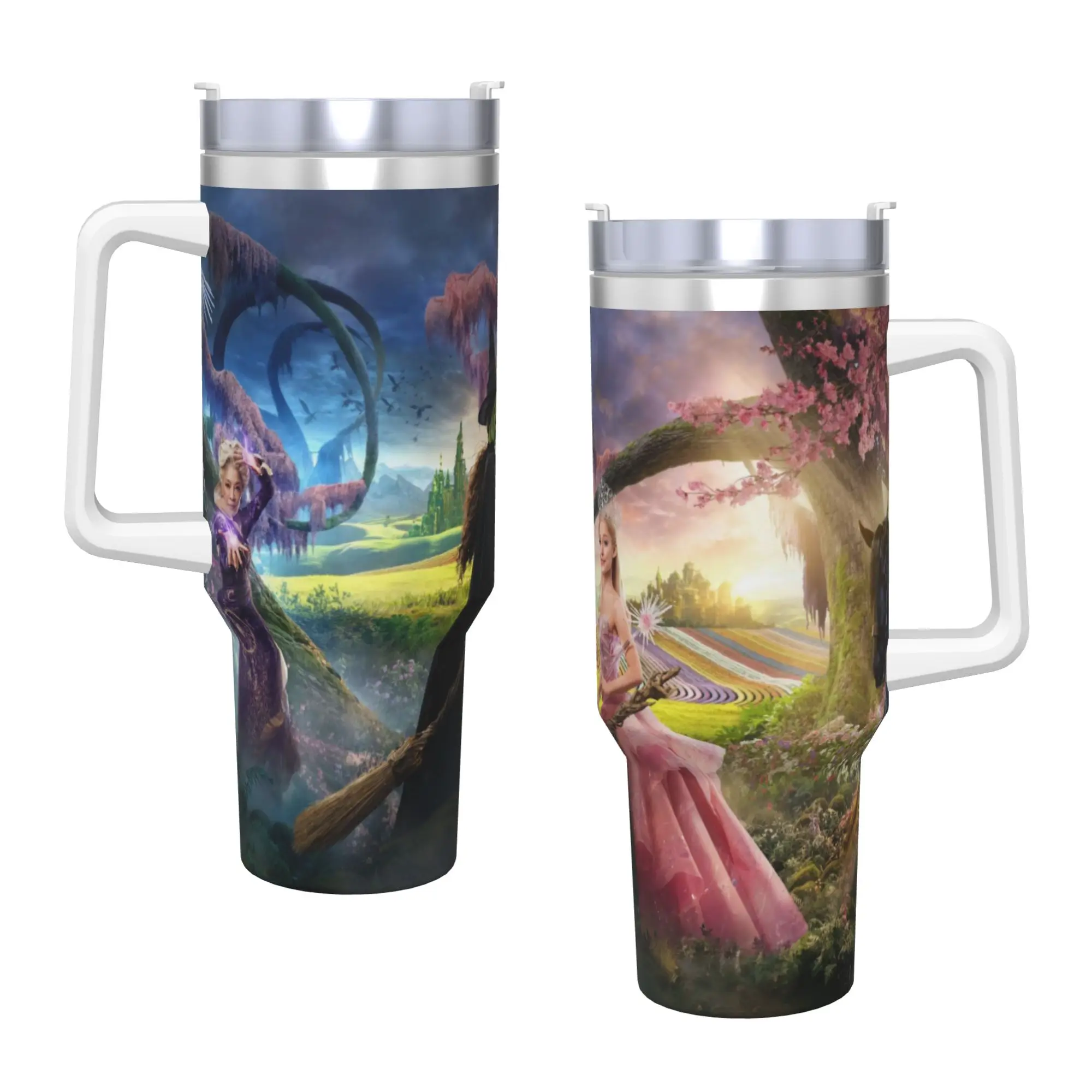 Wicked Movie Stainless Steel Tumbler  Driving Thermal Cups With Straws and Lid 40oz Car Mugs Cold and Hot Water Bottle