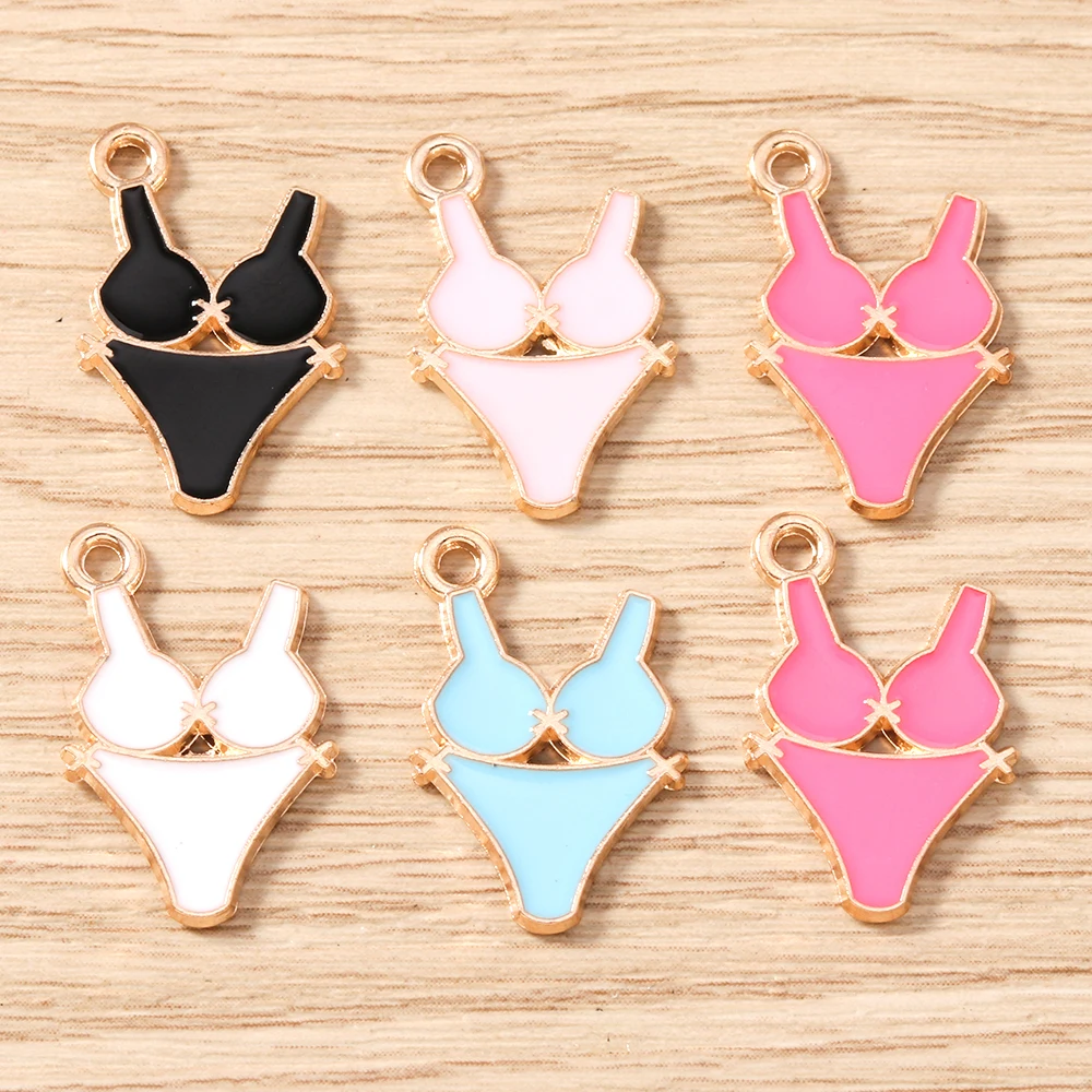 Tusember 20pcs 13x20mm Colorful Sexy Bikini Charms Pendants for Jewelry Making Accessories DIY Vacation Necklace Bracelets Craft