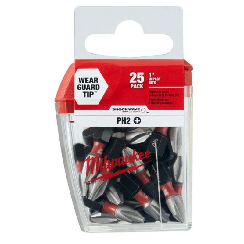 Milwaukee PH2 25MM Impact Bits 25 Pack SHOCKWAVE High Hardness Electric Screwdriver Tool Attachments 4932430853
