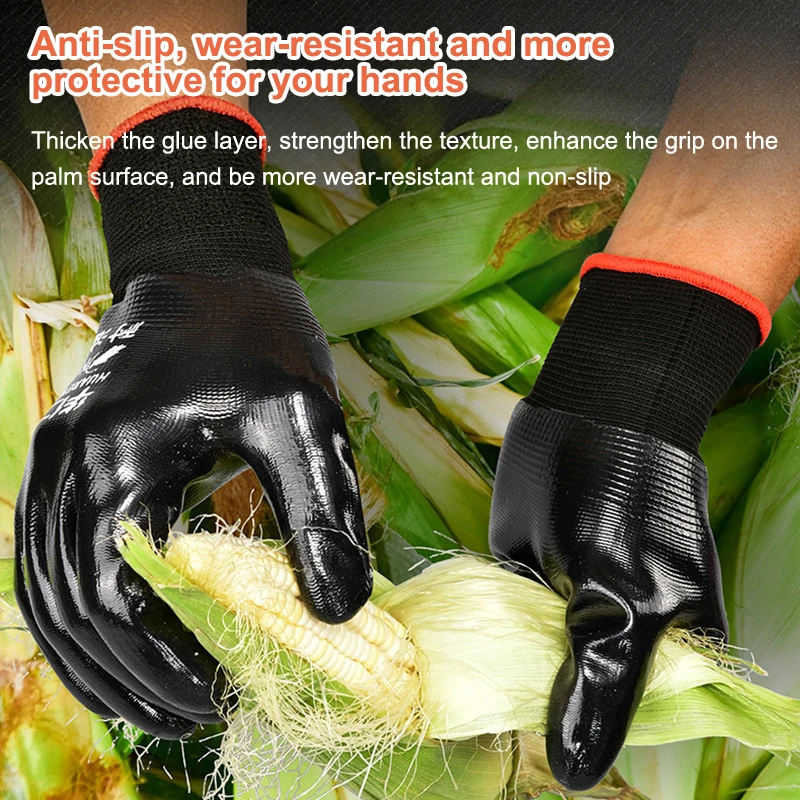 1Pair Anti-Slip Waterproof Gloves Nitrile Coated Oil/Water Anti Cut Resistant Work Gloves For Repairing Fishing Safety Gloves